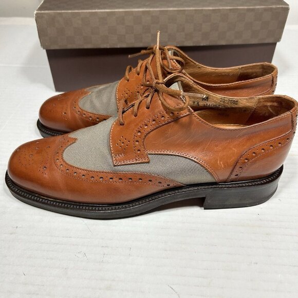 Johnston & Murphy Dattero Saddle Tan Wingtip Oxford Leather Shoes Men Sz 9.5 M main image 5